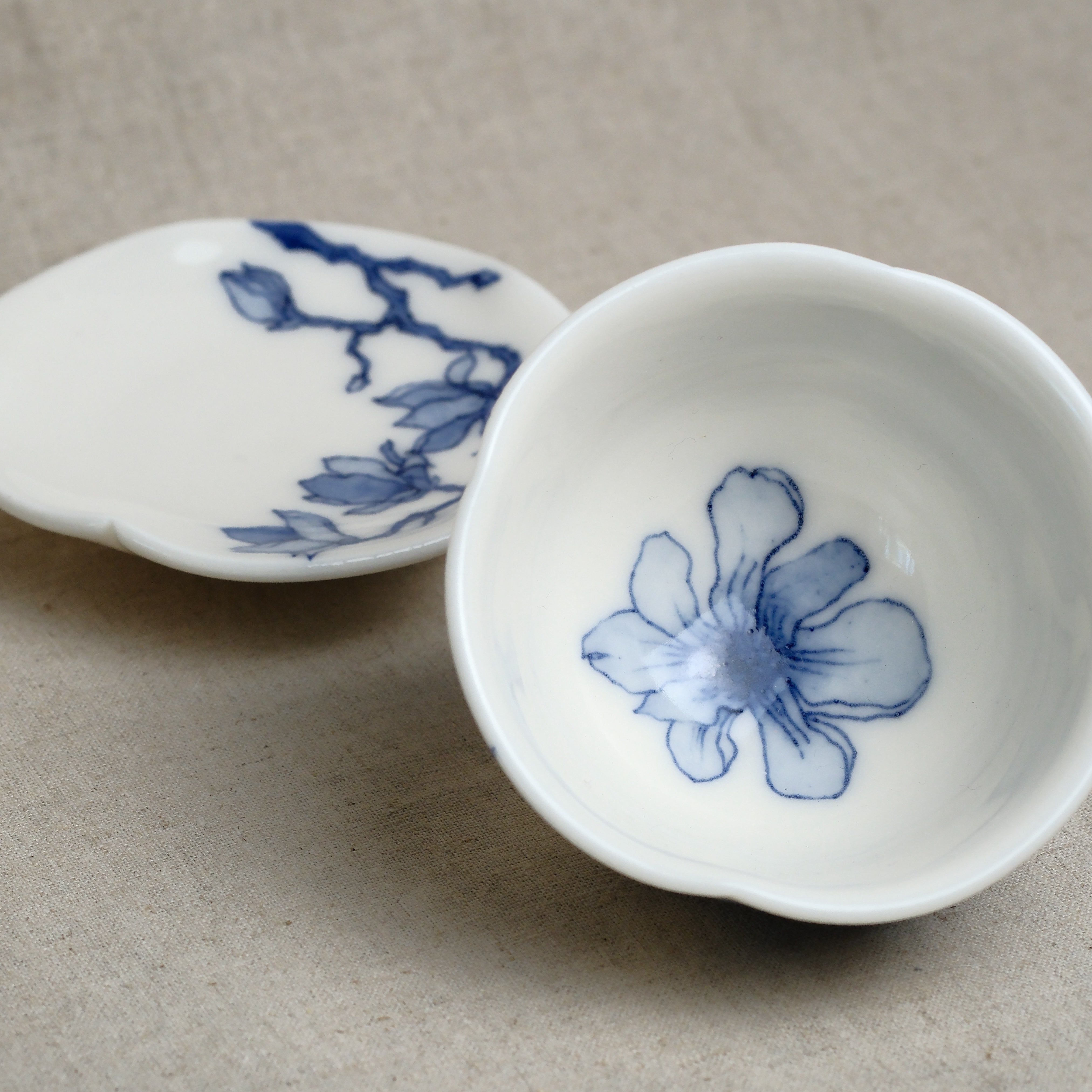 Qinghhua hand painting ceramic tea set 青花盖碗套组| Archi Element